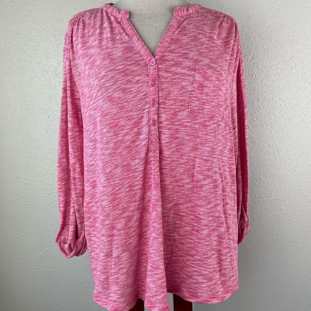 Style & Co. Pink & White Tunic Top Size XL EUC